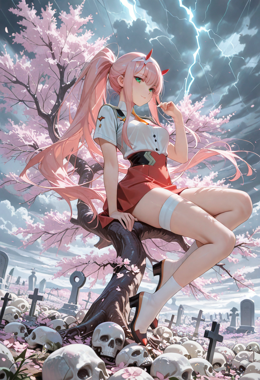 A6 Waifu Board Cherry Blossom Zero Two