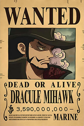 Painting 9x12 Wanted Poster Mihawk