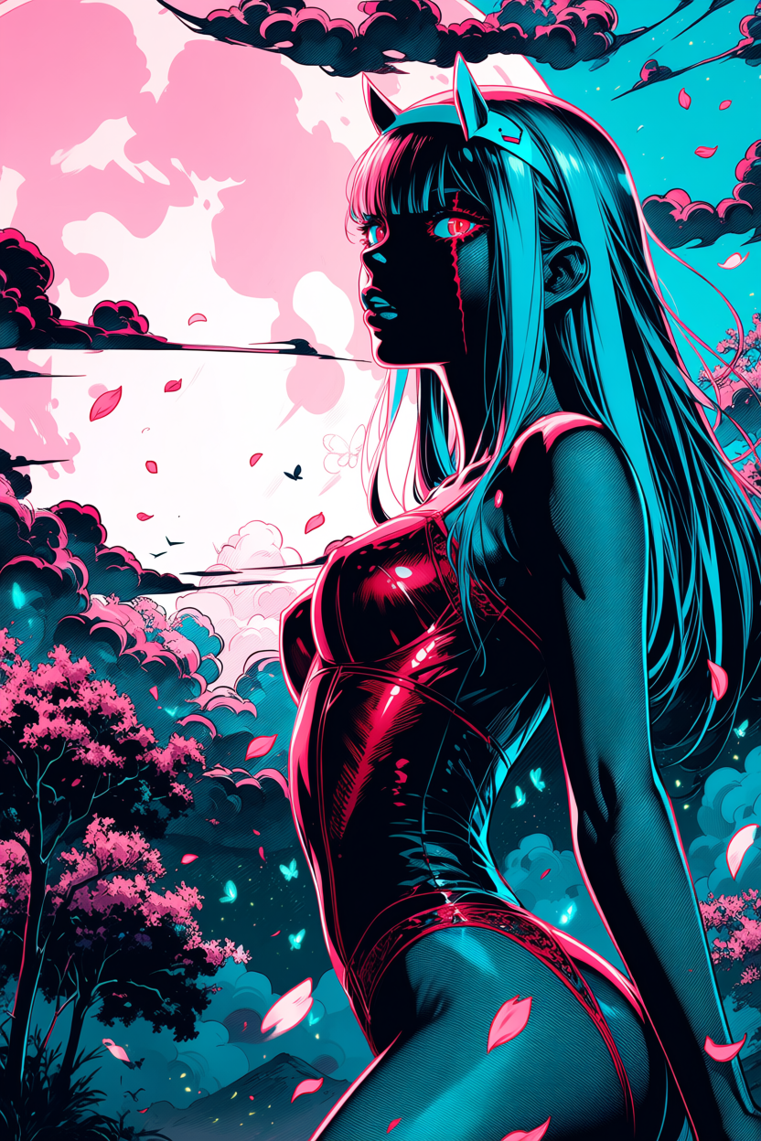 A6 Waifu Board Pink Moon Zero Two