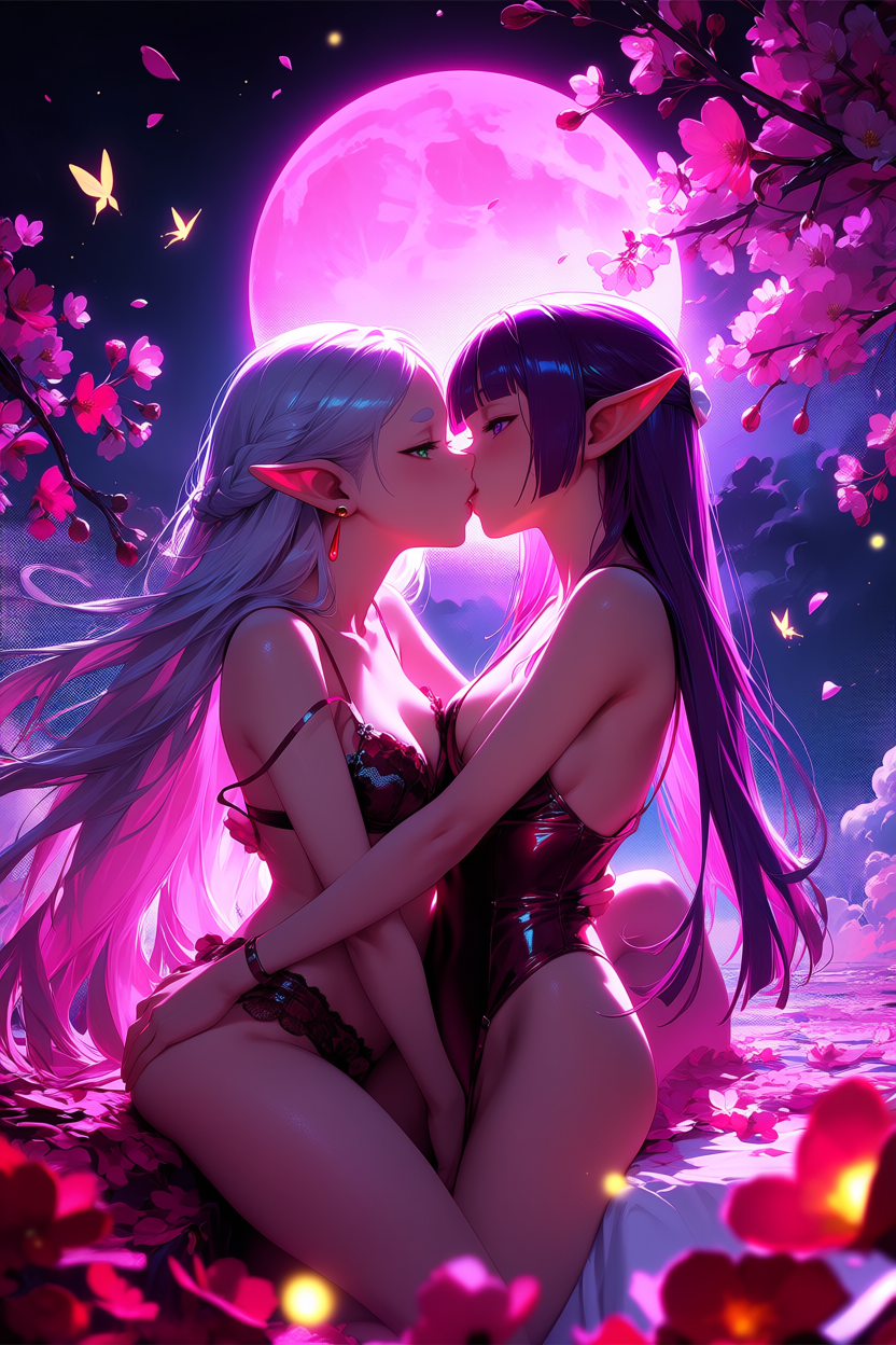 A6 Waifu Board Pink Moon Frieren and Fern